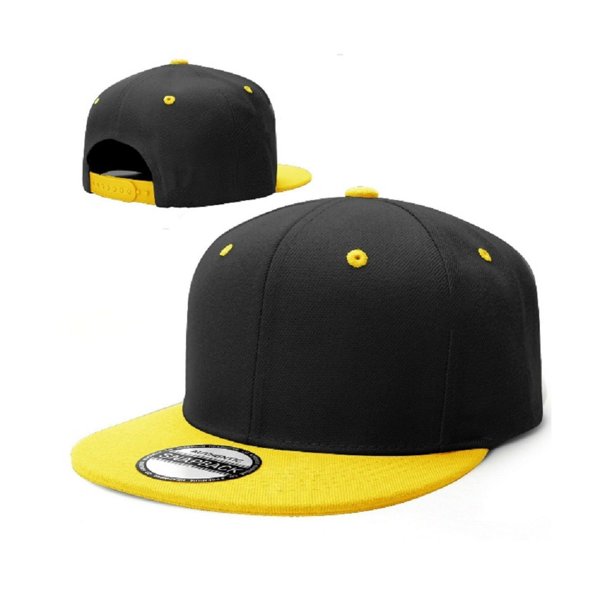 Adjustable Hip Hop Baseball Cap Solid Plain Blank Men Snapback Hat Flat Trucker Black Yellow Walmart Com