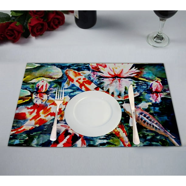 GCKG Koi Fish Placemats 12x18 inches Set of 2