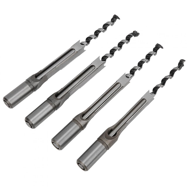 Juego de 4 brocas para taladro de agujeros cuadrados para carpintería, herramientas de perforación de madera de acero con cojinetes de 11 a 12,7 mm