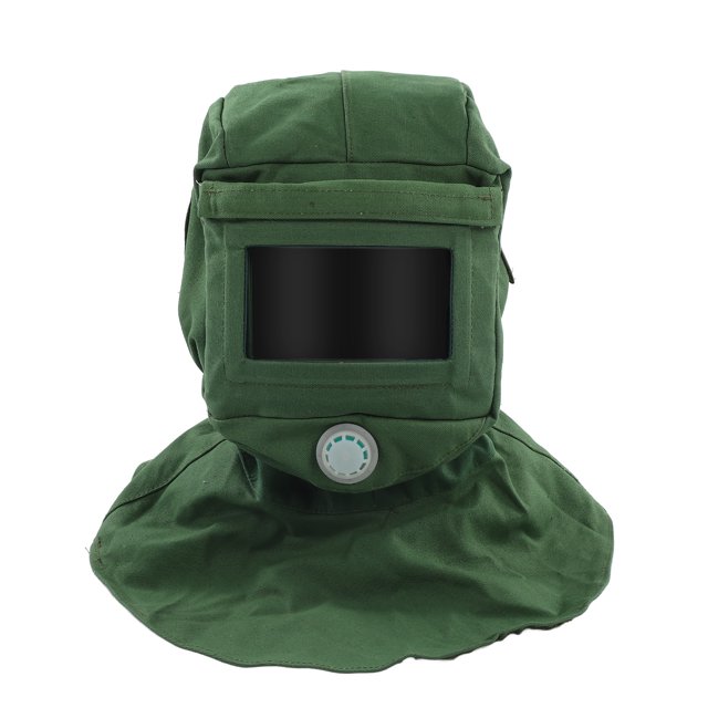 Capucha para chorro de arena, protector facial, ventilación, a prueba de polvo, resistente al viento, lona, chal, resistente a los arañazos, resistente al calor, protector de cuello
