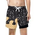 thumbnail image 2 of Huowey Boys Youth Summer Shorts Wide Leg Liner Drawstring Elastic Waist Gradient Ice Cream Print Outdoor Beach Comfortable Knee Length Casual Shorts Lightweight Swim Trunks,Black,5-6 Years, 2 of 4