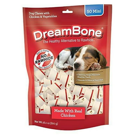 UPC: 0892383005938 | DreamBone Mini Chews with Real Chicken 50 Count Rawhide-Free Chews for Dogs Multicolor Model Number: DBC-00593