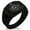 Black, variant on Stainless Steel Freemasons Masonic Compass CZ Ribbed Needle Stripe Pattern Biker Style Polished Ring