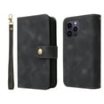 thumbnail image 1 of ELEHOLD for iPhone 14 Pro 6.1 inch Flip Leather Wallet Case with Card Holders Kickstand Magnetic Clasp Lanyard Shoulder Strap Shockproof Protective Case,Black, 1 of 7