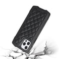 thumbnail image 3 of For Apple iPhone 13 Pro (6.1") PU Leather Design Lines Hybrid PC Hard Shockproof Armor Shell Bumper Soft Rubber Protection Cover ,Xpm Phone Case [Diamond Black], 3 of 7