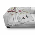 thumbnail image 3 of Birds Soft Flannel Fleece Throw Blanket, Blossomed Roses and Flying Love Animals Hearts and Cage Couple Romance Love, Cozy Plush for Indoor and Outdoor Use, 60" x 80", Pink Brown White, by Ambesonne, 3 of 6