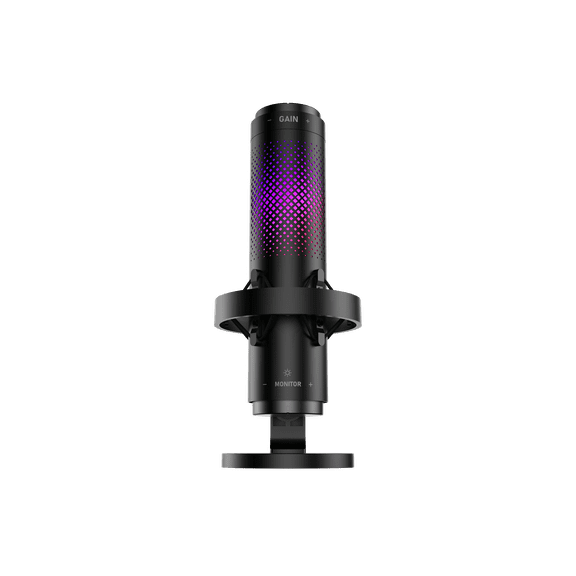 onn USB Tri-Pattern Gaming Microphone with Volume/Mute Controls and 3.5mm Headphone Jack, Black