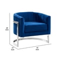 thumbnail image 5 of 18 Inch Velvet Upholstered Curved Modern Accent Chair, Blue- Saltoro Sherpi, 5 of 5