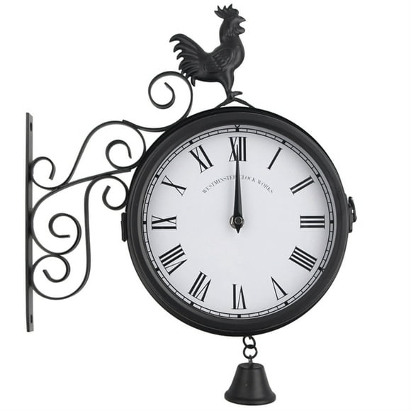 Outdoor Garden Wall Station Clock Double Sided Cockerel Vintage Retro Home Decor ,Widely Use