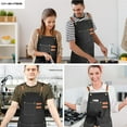 thumbnail image 2 of ONEKISS Apron for Men Women Canvas Aprons with 3 Pockets Cross Back Resistant Work Apron for Cooking, 2 of 6