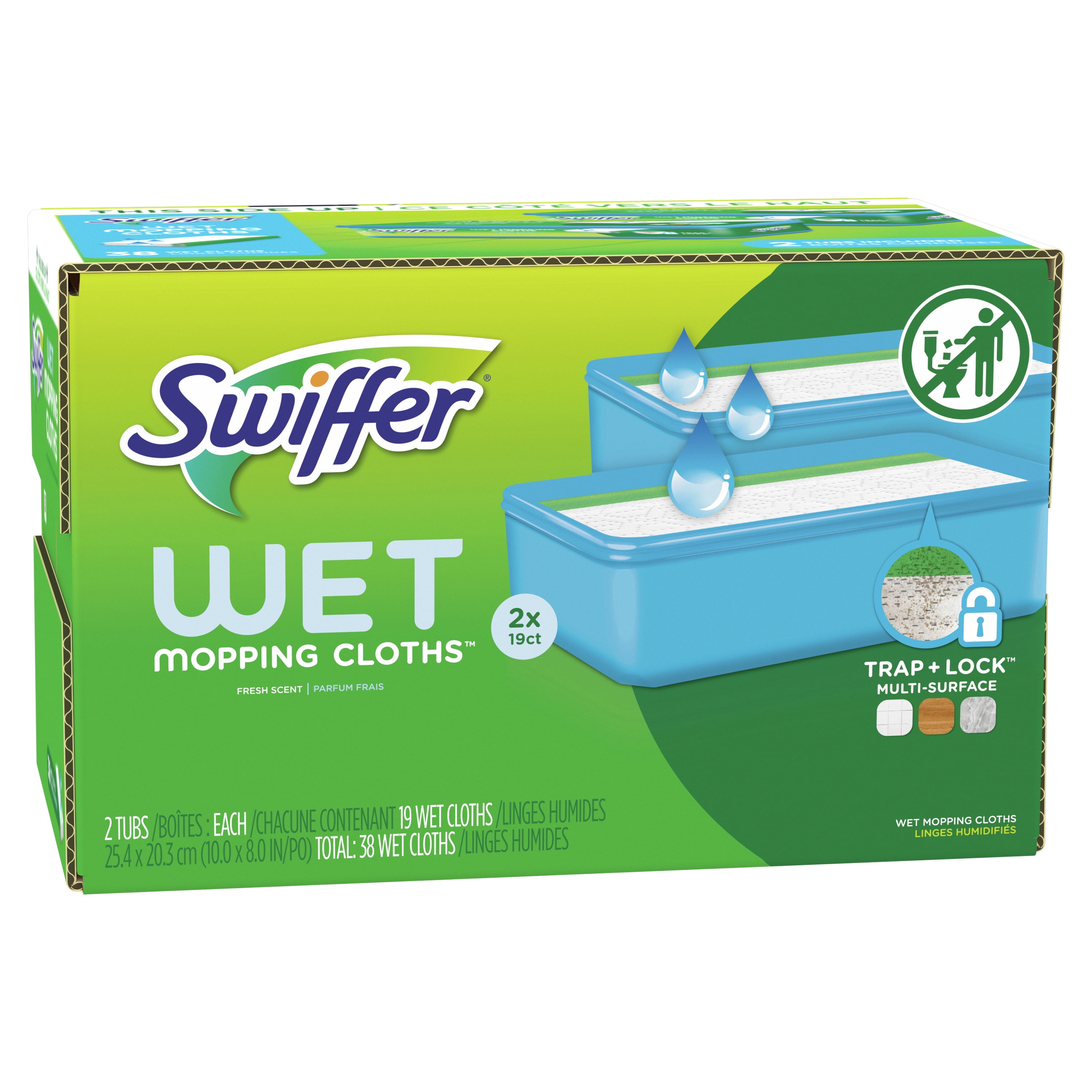 grænseflade Retaliate skæg Swiffer Wet Mopping Cloths, Fresh Scent, 19 Count, Pack of 2 - Walmart.com