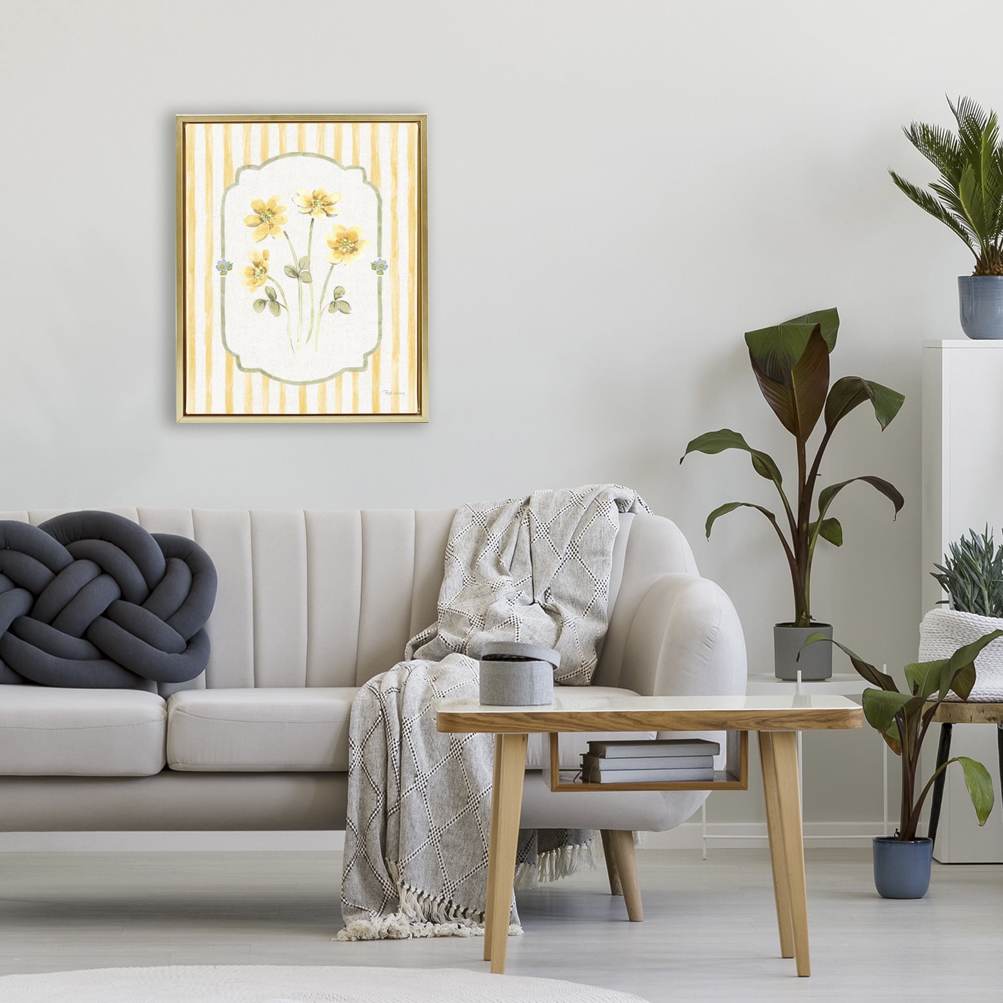 Stupell Industries Sweet Honey Flowers Gold Framed Floater Canvas Wall Art, design by Beth Grove