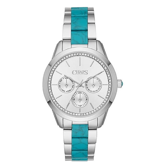 Chaps CHP3061 "Kasia" Stainless-Steel Turquoise Acetate Multifunction Watch