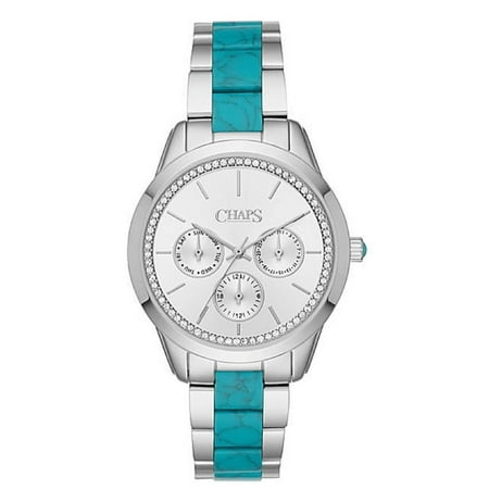 Chaps CHP3061 "Kasia" Stainless-Steel Turquoise Acetate Multifunction Watch