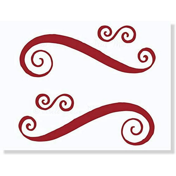 Swirls Set of 4 Wall Decals Art Vinyl Stickers Home Décor Red