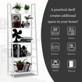 thumbnail image 6 of Yusong Bookshelf, Ladder Shelf 5-Tier Bookcase for Bedroom, Industrial Book Shelves Storage Rack with Metal Frame for Home Office, White, 6 of 7