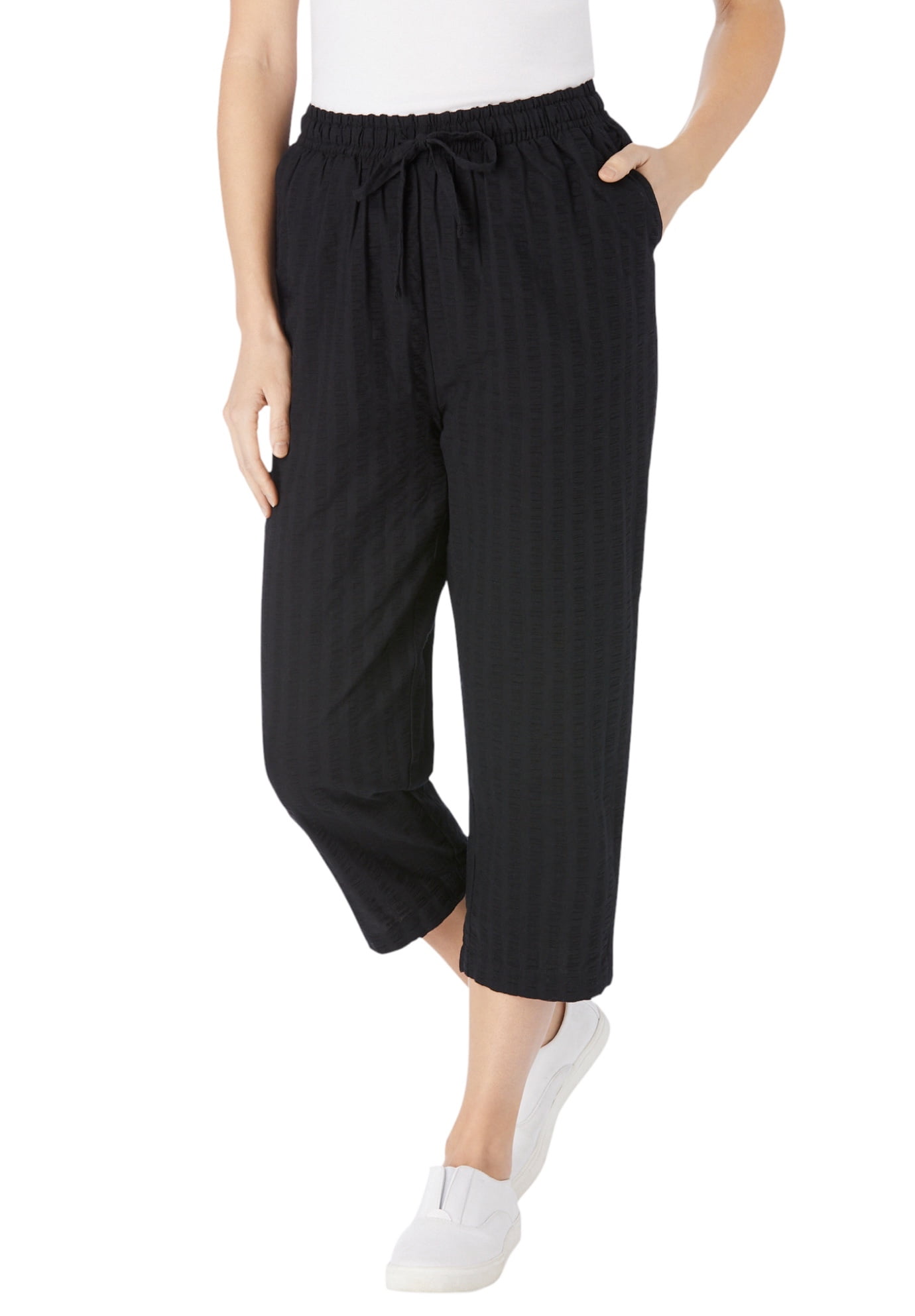 Woman Within Women's Plus Size Seersucker Capri Pant Pant
