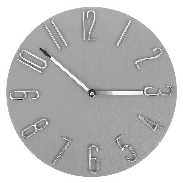 Relojes de pared a pilas, reloj de pared moderno, redondo, estilo moderno y sencillo, para oficina, hogar, dormitorio, sala de estar y cocina, elegante, sin pilas, color gris
