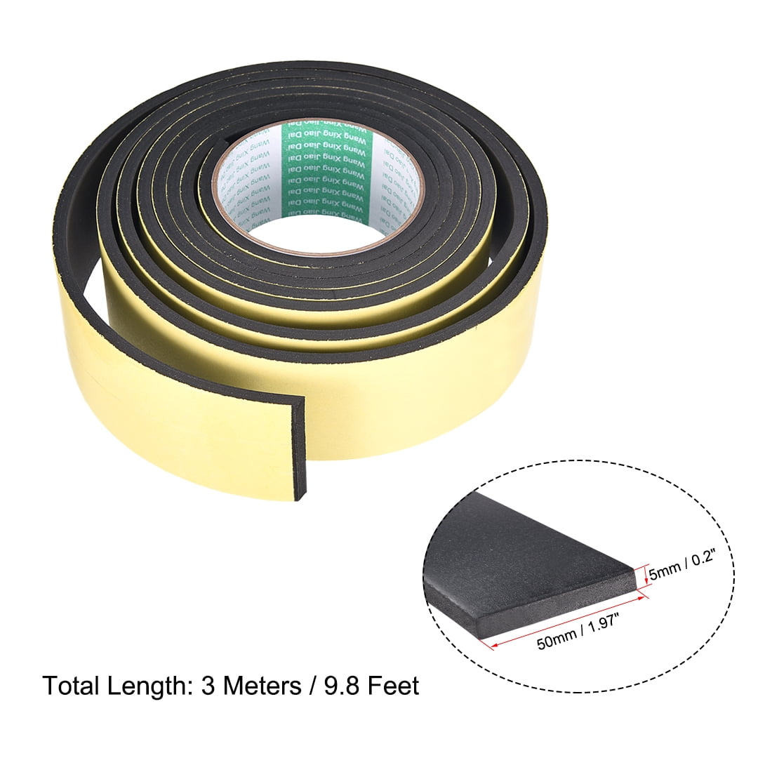 Unique Bargains Foam Seal Tape for Weatherproofing 50mm Wide 5mm Thick 9.8 Feet Long
