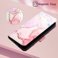 thumbnail image 5 of Allytech Moto Edge 20 Lite Case Wallet,Stylish Marble Folding Kickstand Full Body Protection Shockproof Cards Pocket Wrist Strap Wallet Cover for Motorola Moto Edge 20 Lite - Pink Gold, 5 of 7