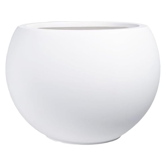 10 H x 14" Dia (10" Pot Opening) Round Fiberstone Planter with Drainage Hole, White, Indoor/Outdoor Large Plant Pot for Home Patio Garden, Ideal for Large Plants