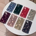 thumbnail image 6 of Case for iPhone 15 Pro Max,3D Meteorite Bubble Pattern Electroplate Plating Glitter Curly Wavy Frame Glossy Case,Soft TPU Shockproof Case for iPhone 15 Pro Max Phone Case 6.7 Inch,Dark Green, 6 of 7