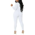 thumbnail image 3 of Women One Piece Bodycon Jumpsuit Solid Color Zipper Long Sleeve Pants Romper Clubwear Streetwear, 3 of 7