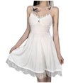 thumbnail image 1 of Mujeres Casual Sling Cuello redondo Empalme Encaje A-Line Sin mangas Vestido sólido Fridja hj6341, 1 of 1