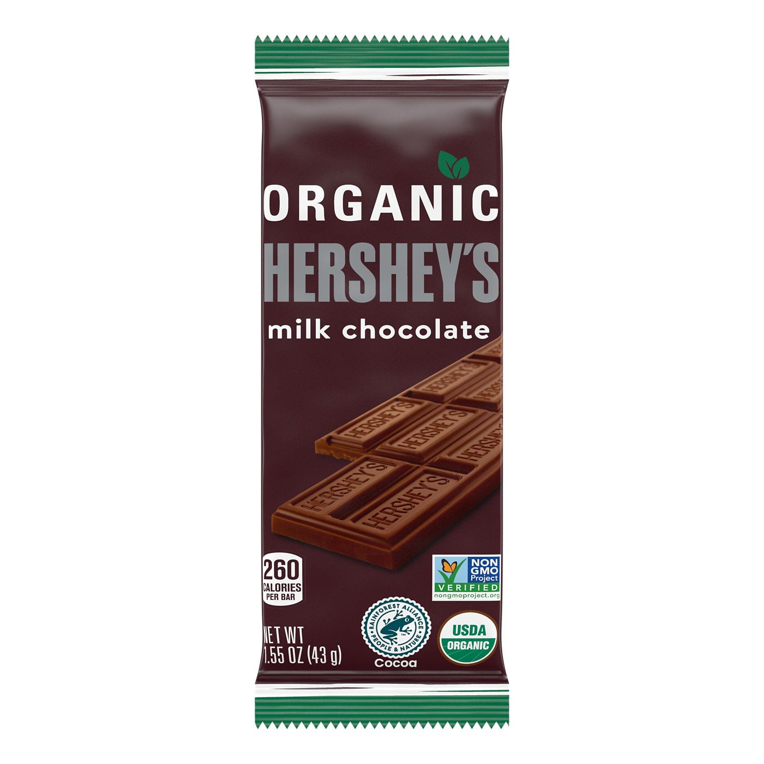Hershey's, Organic Milk Chocolate Candy, Individually Wrapped, 1.55 oz, Bar