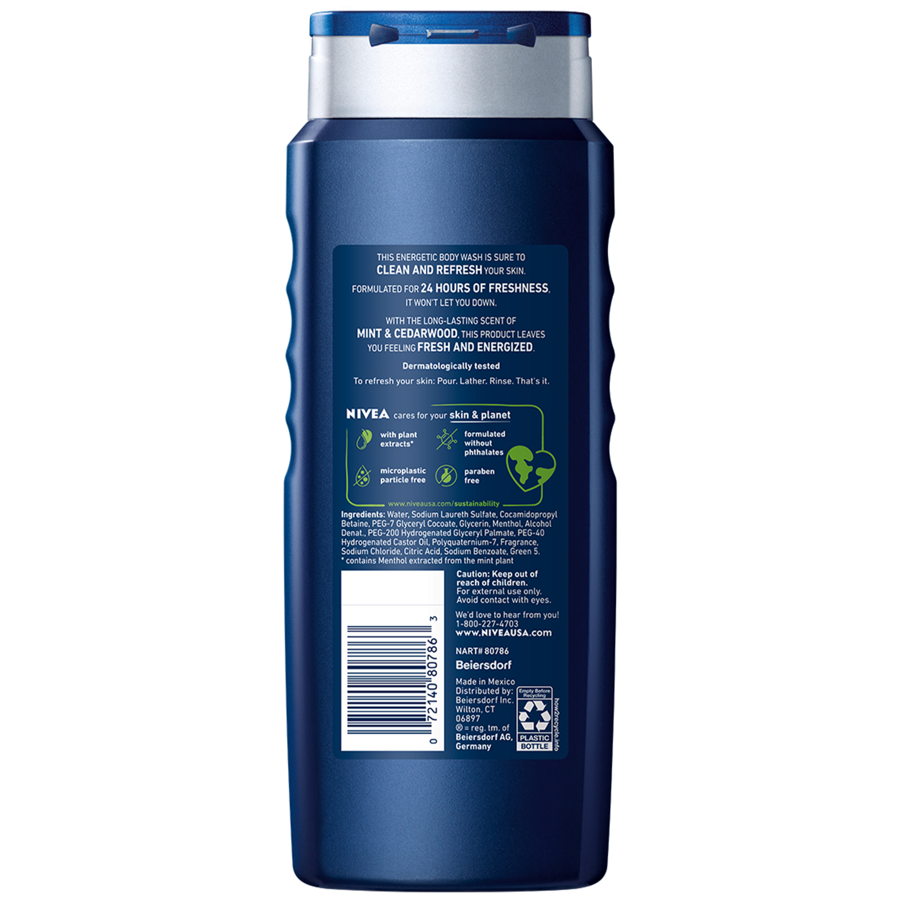 NIVEA MEN Energy Body Wash for Mint Extract, 16.9 Fl Oz Bottle - image 6 of 6