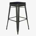 thumbnail image 2 of BizChair Set of 4 Commercial Grade 30" High Backless Black Metal Indoor Bar Height Stools with Black All-Weather Poly Resin Seats, 2 of 12