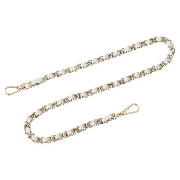 Uxcell Purse Chain Strap, 24" Leather Iron Flat Chain Strap Handbag Chains Purse Straps for Shoulder Bags Replacement Strap (Silver Strap   Gold Chain)