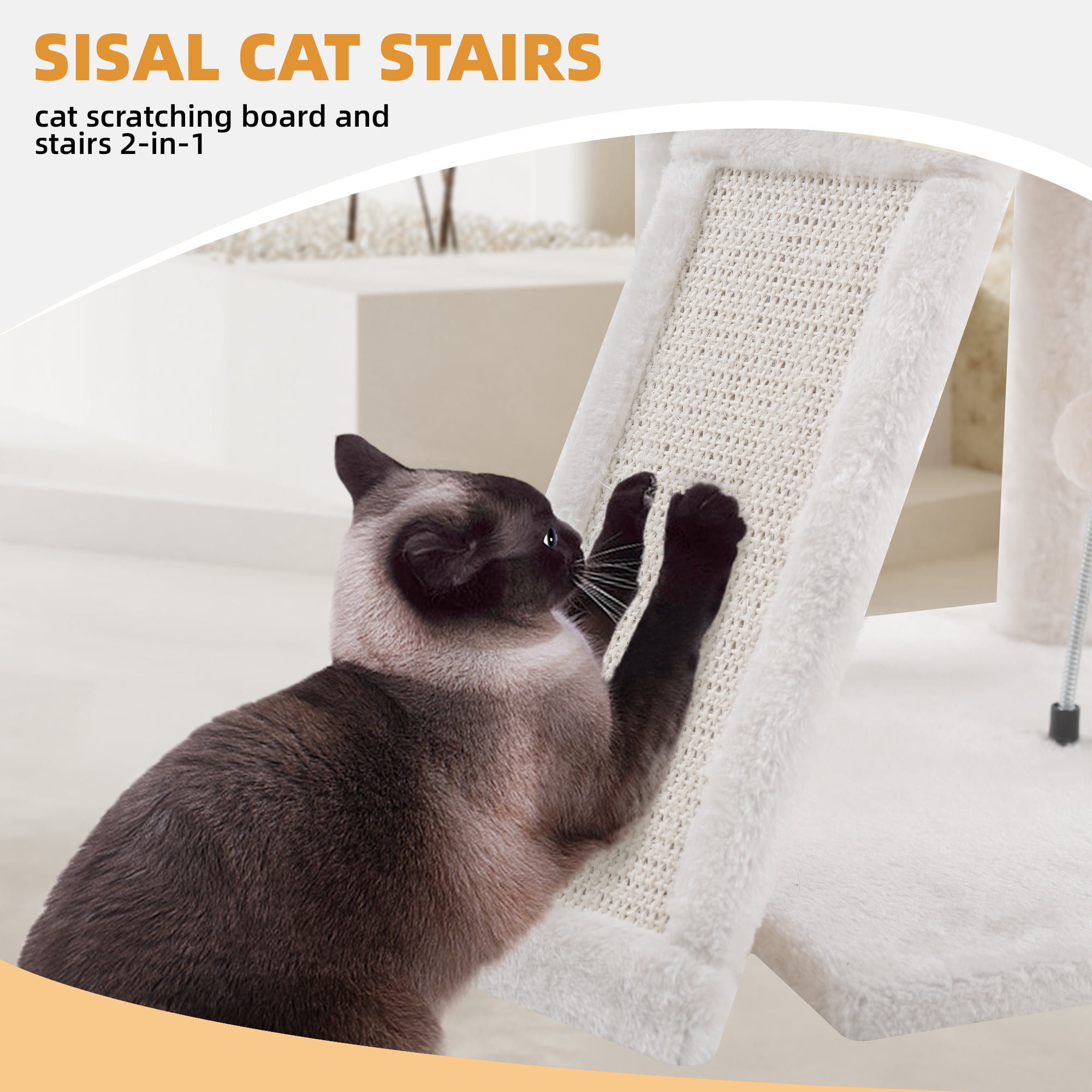 YW 45in Cat Tree Tower with Big Condo for Indoor Cats,Cat Tower with Scratching Post,Scratching Board and Cat Toys,Multi-Level,Small Space