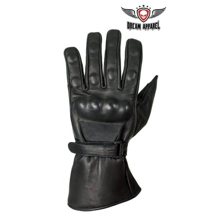 

Men s Leather Gauntlet Gloves With Hard Knuckle Protector