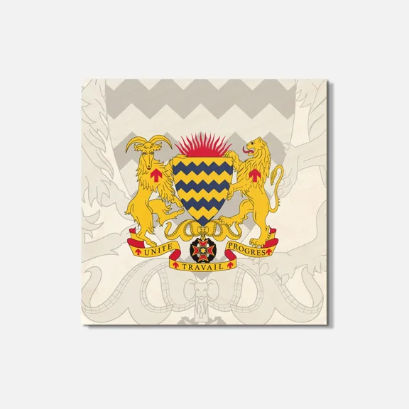 Chad Coat Of Arms 4'' X 4'' Square Wooden Coaster