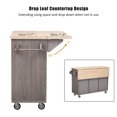 thumbnail image 2 of Harper & Bright Designs Unique Kitchen Island with Drop Leaf, Farmhouse Kitchen Island on Wheels with Internal Storage Rack, Rolling Kitchen Cart with Towel Rack for Kitchen, Brown, 2 of 17