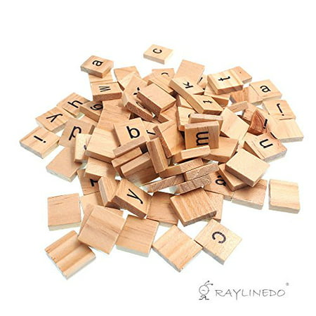 Raylinedo 100X Wooden Scrabble Tiles Letter Alphabet Scrabbles Number Crafts English Words LOWERCASE (Best Two Letter Scrabble Words)