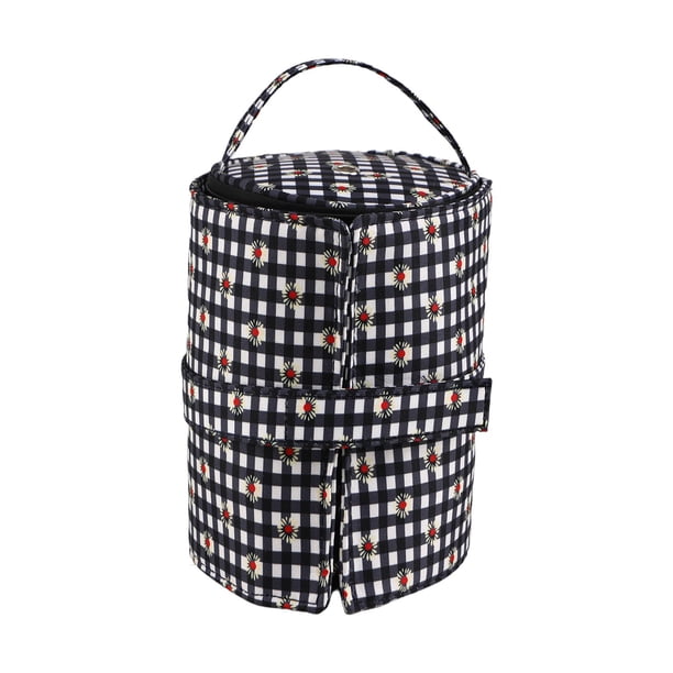 Bolsa de mano para tejer, bolsa de crochet, ligera, desmontable, de tela Oxford, herramienta de bricolaje con Negro
