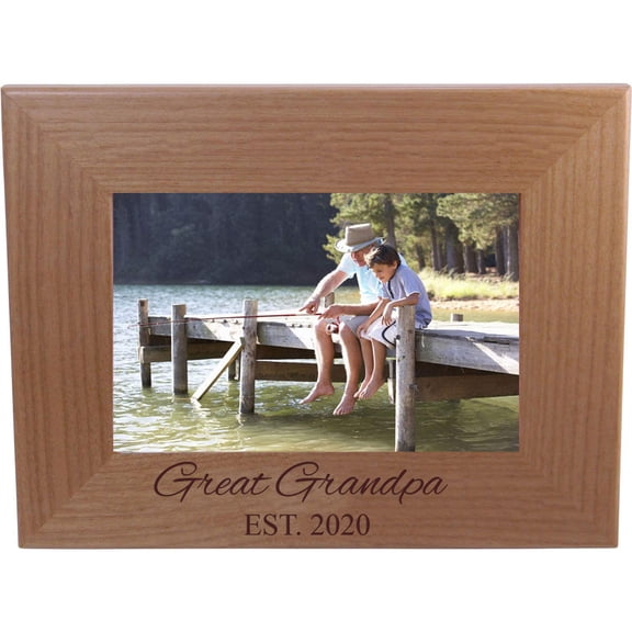 Great Grandpa Established Est. 2020 Engraved Alder Wood Picture Frame
