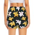 thumbnail image 2 of Lsque Lilies Flowers Printed Women's Running Shorts with Liner Pockets,Elastic Quick Dry Workout Athletic Gym Yoga Shorts,Womens High Waist Shorts-XX-Large, 2 of 9
