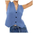 thumbnail image 4 of DuoJiaJ Womens V Neck Sweater Vest, Sleeveless Button Down Loose Tops Blue M, 4 of 5