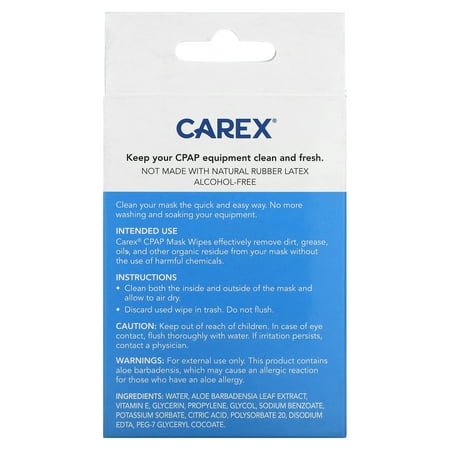 Carex CPAP Mask Wipes for CPAP Machines, Travel Pack, Unscented, 62 Count, New Condition