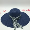 thumbnail image 5 of harmtty Sunscreen Braided Foldable Straw Hat Leopard Bowknot Decor Wide Brim Women Beach Hat Fashion Accessories, 5 of 8