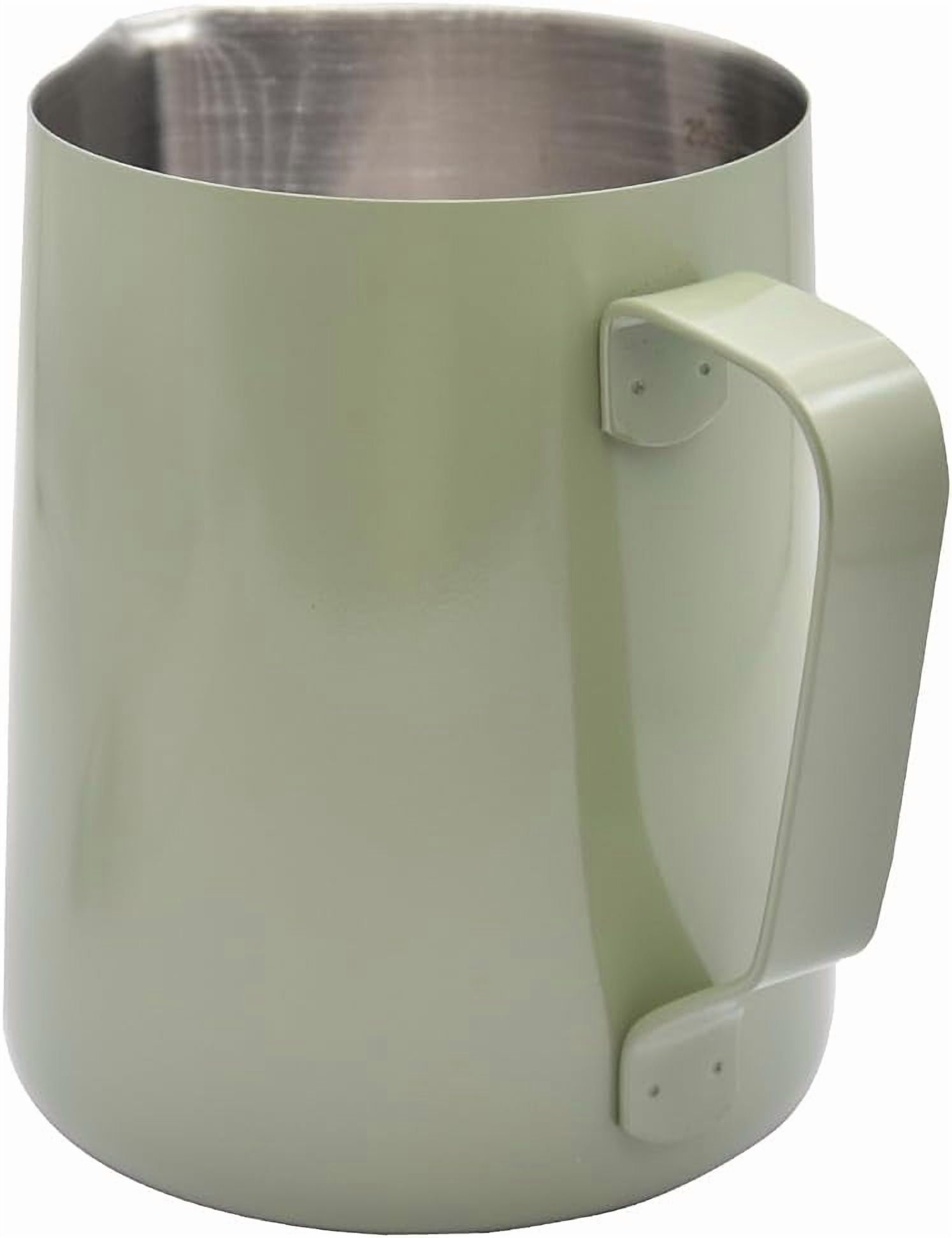 ABPETE Stainless Steel Espresso Steaming Pitchers Frothing Pitcher Jug Coffee Milk Frothing Cup, Coffee Steaming Pitcher - Green, 12 oz(350 ml)
