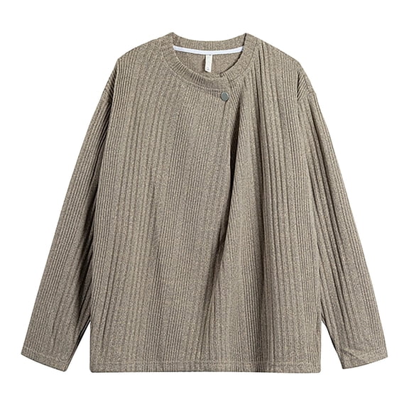 Xzbqbs Long Sleeve Shirts for Men Casual Striped Loose Fit Button Pullover Sweatshirts Lightweight Crew Neck Texture Pullover Tops