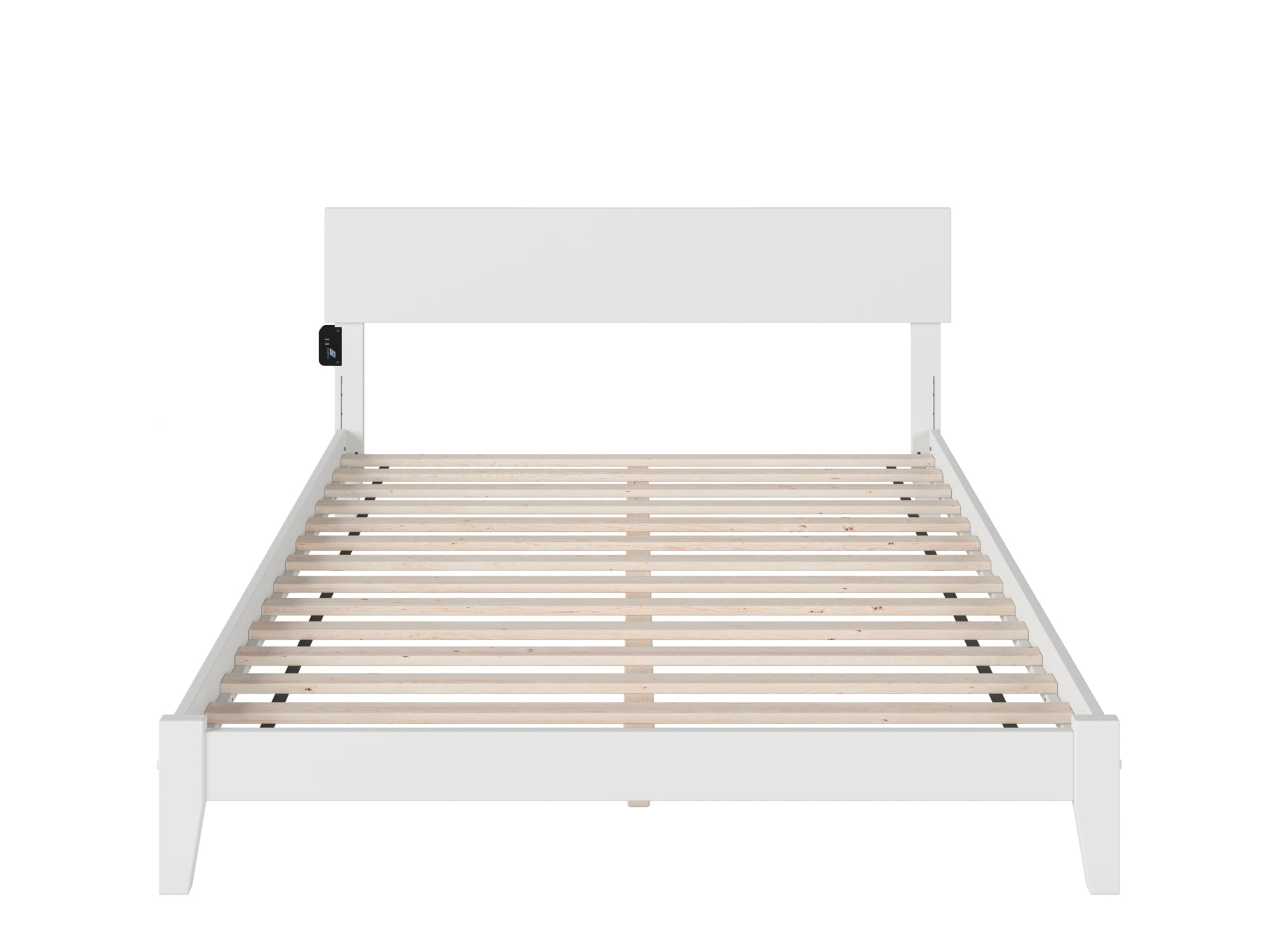 AFI Orlando Queen Low Profile Wood Platform Bed Frame with Panel Headboard, White