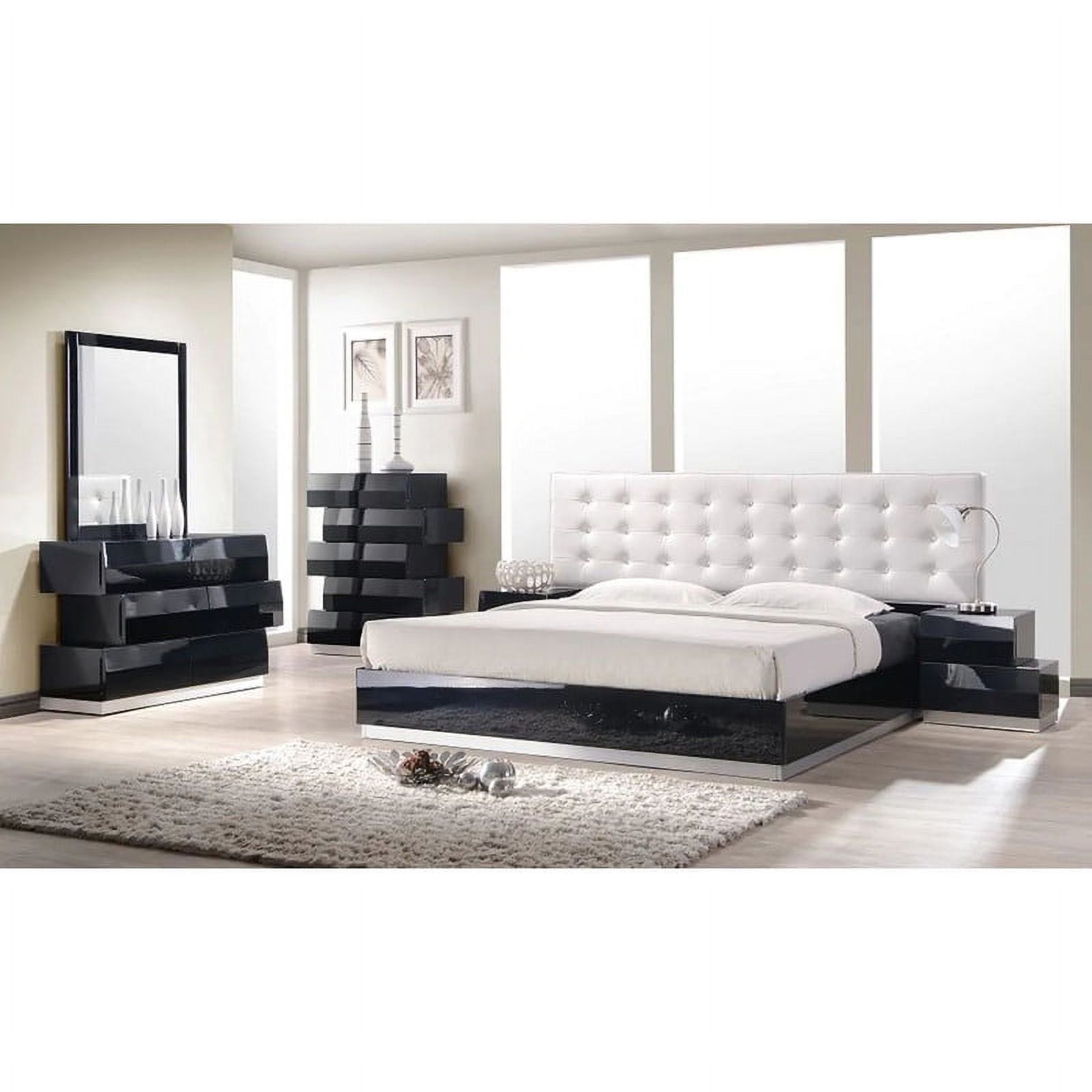 Milan Modern 5-Piece Bedroom Set, Black, King