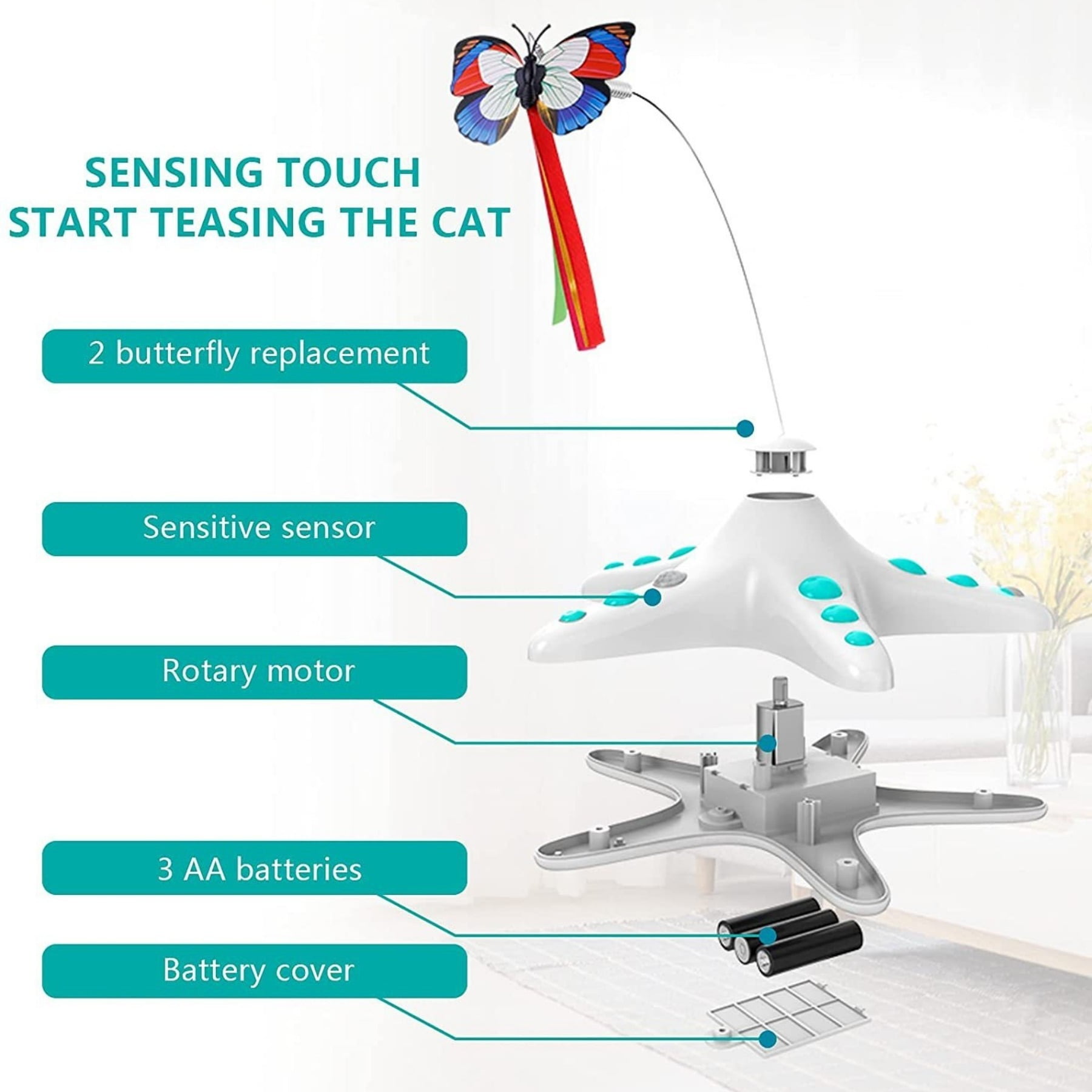 Smart Electric Cat Toy Automatic Self Play Kitten Teaser with Motion Sensor Interactive Fun for Indoor Cats