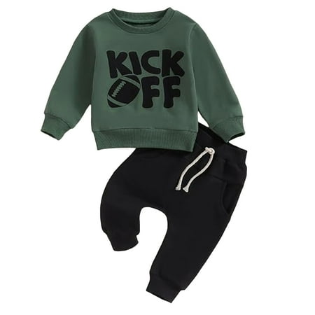 

KaLI_Store Baby Boys Clothes Toddler Long Sleeve Print Shirt Tops Pants 2PCS Child Kids Set Outfits Green 2-4 Years