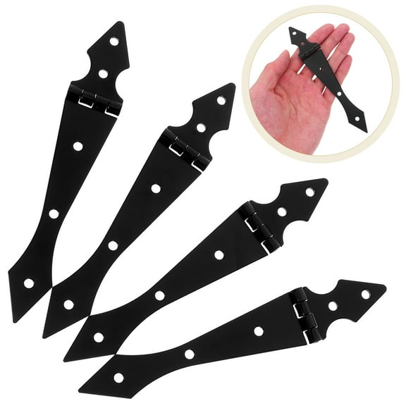 FRCOLOR Heavy Duty Barn Door Hinges with Decorative Arrow Design for Warehouse Doors 4pcs Black Cold-Rolled